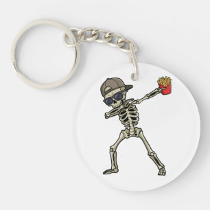 Funny Dabbing Skeleton French Fries Teacher Gift  Keychain