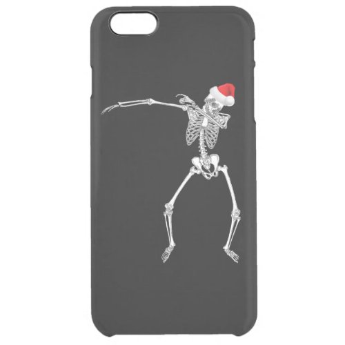 Funny Dabbing Skeleton Santa Christmas Clear iPhone 6 Plus Case