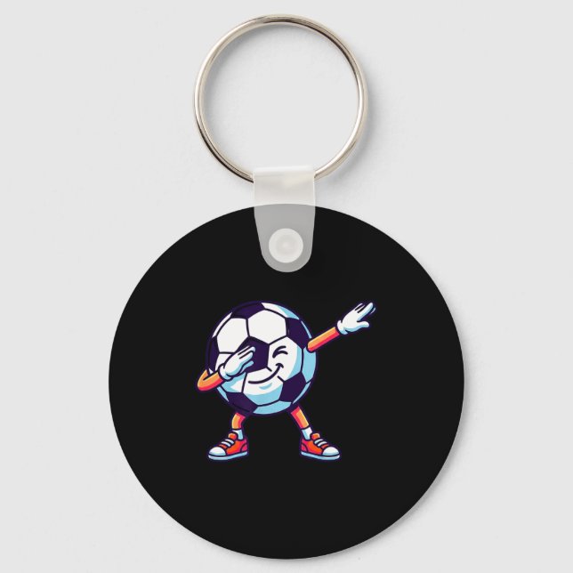 Funny Dabbing Soccer Ball Cartoon Srt Gift Kids Bo Keychain (Front)