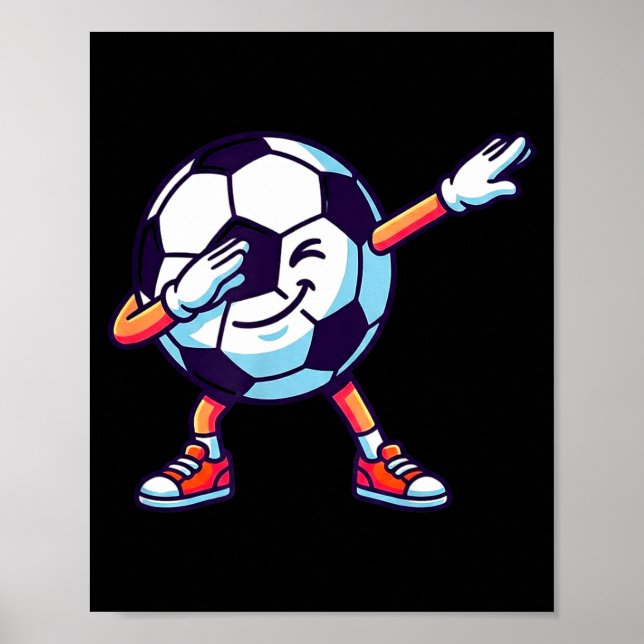 Funny Dabbing Soccer Ball Cartoon Srt Gift Kids Bo Poster (Front)