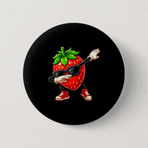 Funny Dabbing Strawberry Summer Fruit Lover Men Wo Button