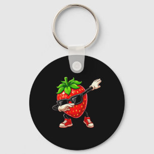 Funny Dabbing Strawberry Summer Fruit Lover Men Wo Keychain