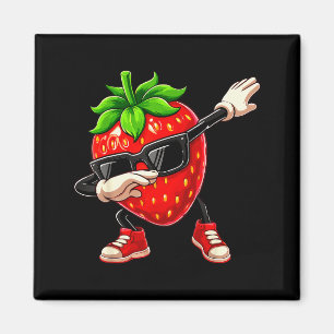 Funny Dabbing Strawberry Summer Fruit Lover Men Wo Magnet