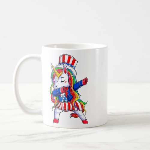 Funny Dabbing Unicorn Wear Uncle Sam Patriotic 4th Coffee Mug