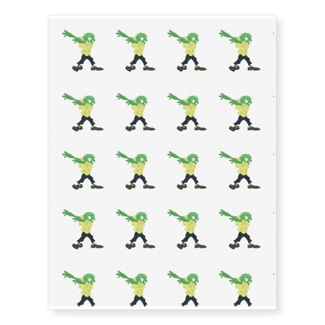 Funny Dabbing Zombie Halloween Dab Costume Temporary Tattoos (Front)