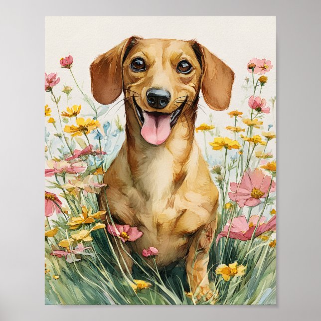 Funny Dachshund Art Print – Cute Sausage Dog Poste (Front)
