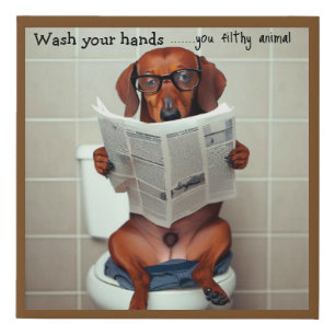 Funny Dachshund Bathroom Sign