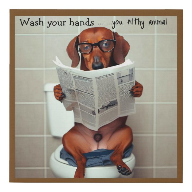 Funny Dachshund Bathroom Sign (Front)