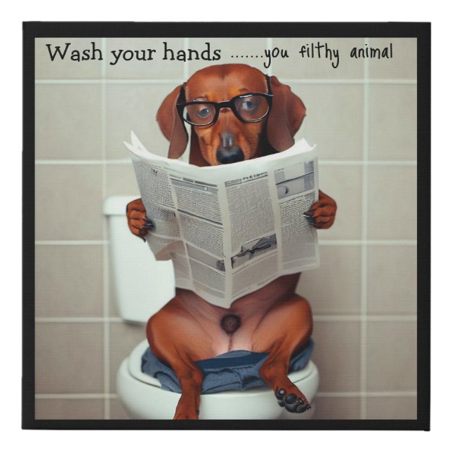Funny Dachshund Bathroom Sign (Front)