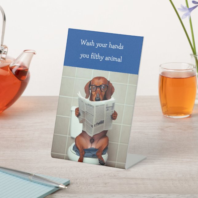 Funny Dachshund Bathroom Sign (In SItu)