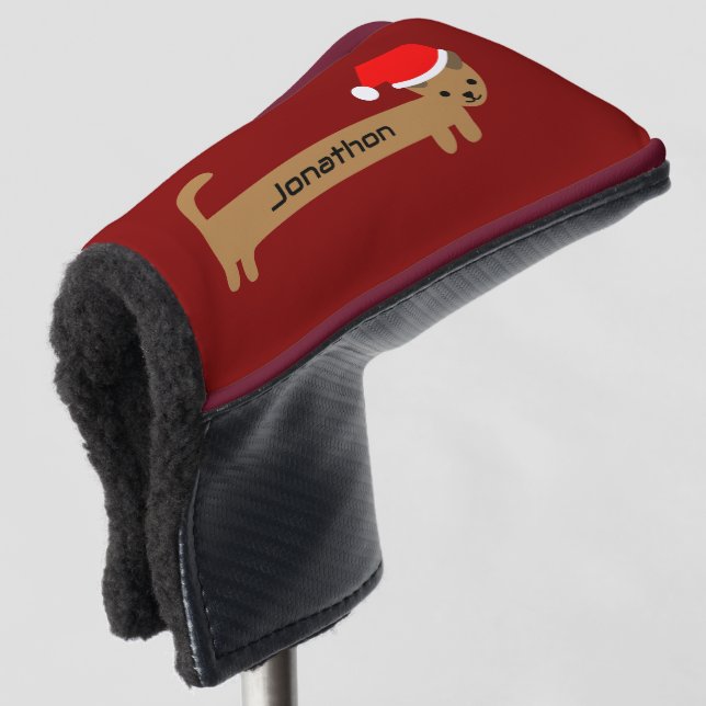Funny Dachshund Burgundy Red Cute Golf Head Cover (3/4 Front)