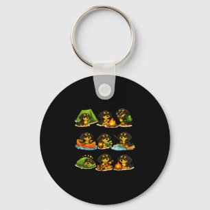 Funny dachshund camping cute dog hiking camper keychain