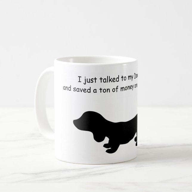 Funny Dachshund Car Insurance Humor Coffee Mug (Front Left)