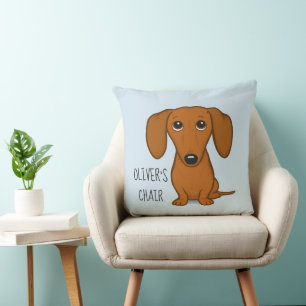 Funny Dachshund Cartoon Wiener Dog Personalized Throw Pillow