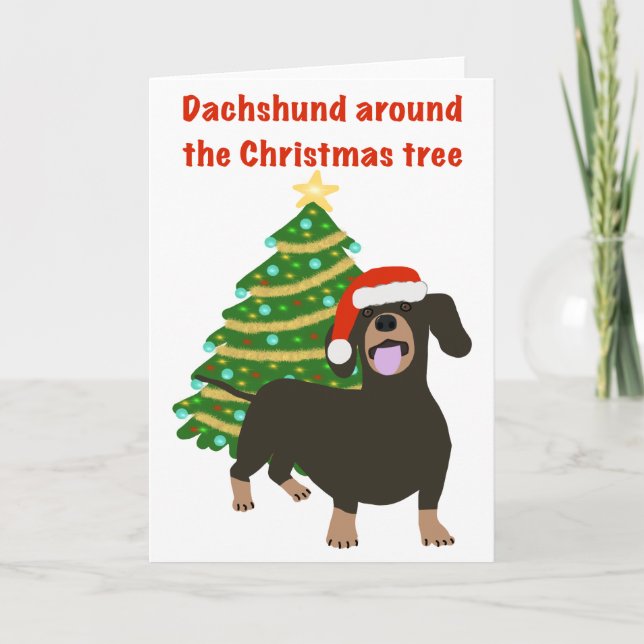 Funny dachshund christmas and holiday card (Front)