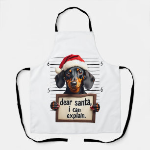 Funny Dachshund Christmas Dear Santa I Can Explain Apron