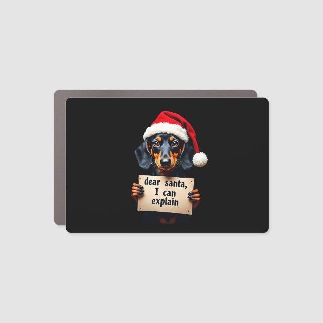 Funny Dachshund Christmas Dear Santa I Can Explain Car Magnet (Front)
