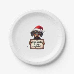 Funny Dachshund Christmas Dear Santa I Can Explain Paper Plates