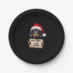 Funny Dachshund Christmas Dear Santa I Can Explain Paper Plates
