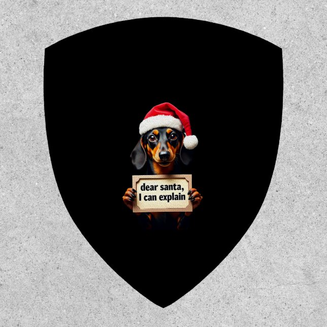 Funny Dachshund Christmas Dear Santa I Can Explain Patch (Front)