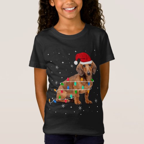 Funny Dachshund Christmas Light Gifts Xmas T_Shirt