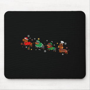 Funny Dachshund Christmas Parade  Mouse Pad