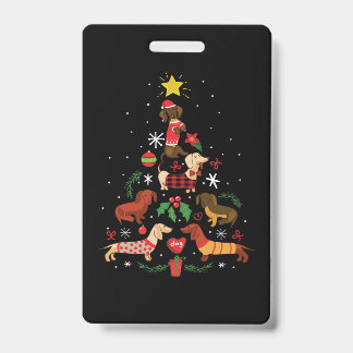 Funny Dachshund Christmas Tree Badge
