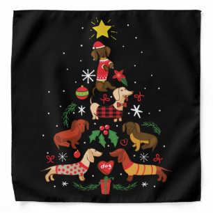Funny Dachshund Christmas Tree Bandana
