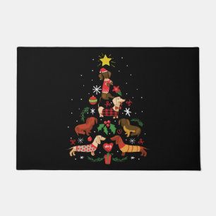 Funny Dachshund Christmas Tree Doormat