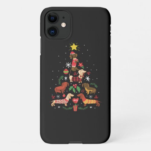 Funny Dachshund Christmas Tree iPhone 11 Case