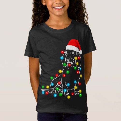 Funny Dachshund Christmas Tree Lights Led Dog Doxi T_Shirt
