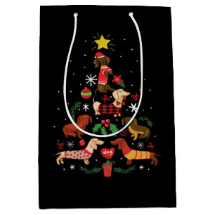 Funny Dachshund Christmas Tree Medium Gift Bag