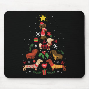 Funny Dachshund Christmas Tree Mouse Pad
