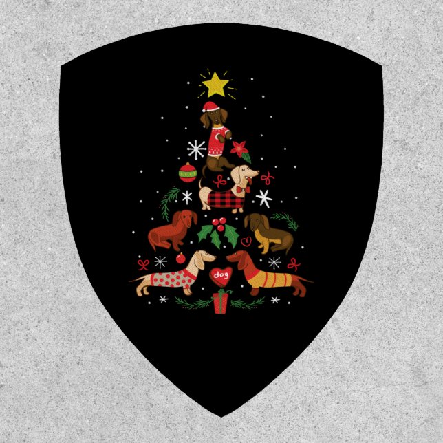 Funny Dachshund Christmas Tree Patch (Front)