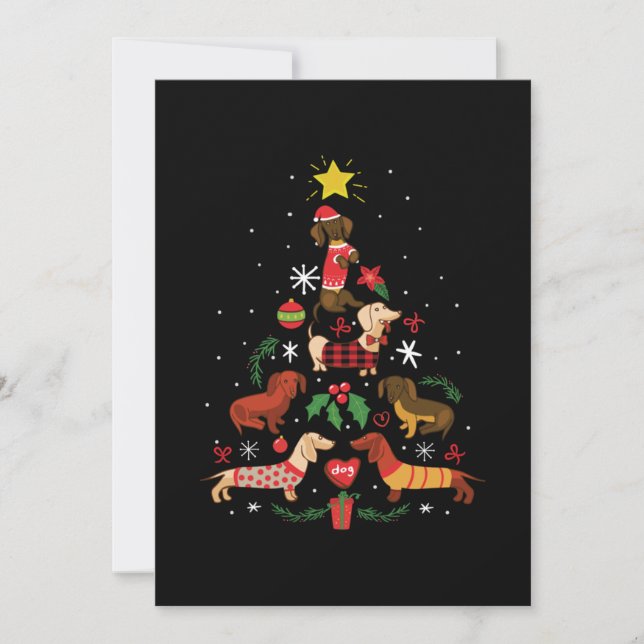 Funny Dachshund Christmas Tree Thank You Card (Front)