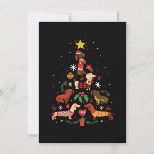 Funny Dachshund Christmas Tree Thank You Card