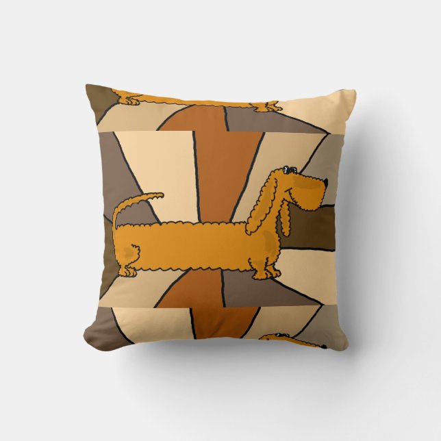 Funny Dachshund Dog Art Throw Pillow (Front)