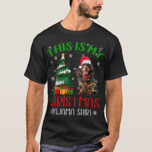 Funny Dachshund Dog Christmas Lights Xmas Pajama T-Shirt