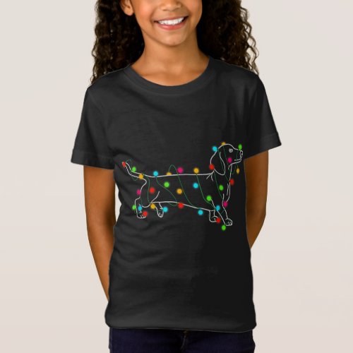 Funny Dachshund Dog Christmas Lights Xmas T_Shirt