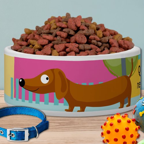 Funny Dachshund Dog Colourful Cartoon Street Food Bowl