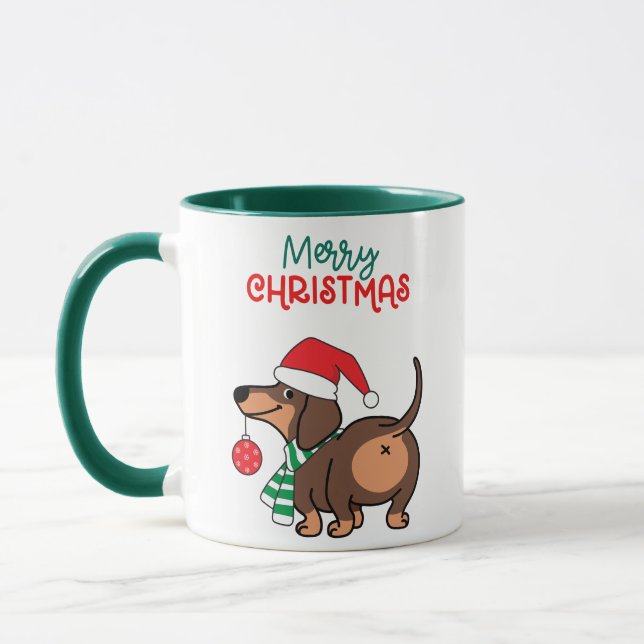 Funny Dachshund Dog Cute Merry Christmas  Mug (Left)