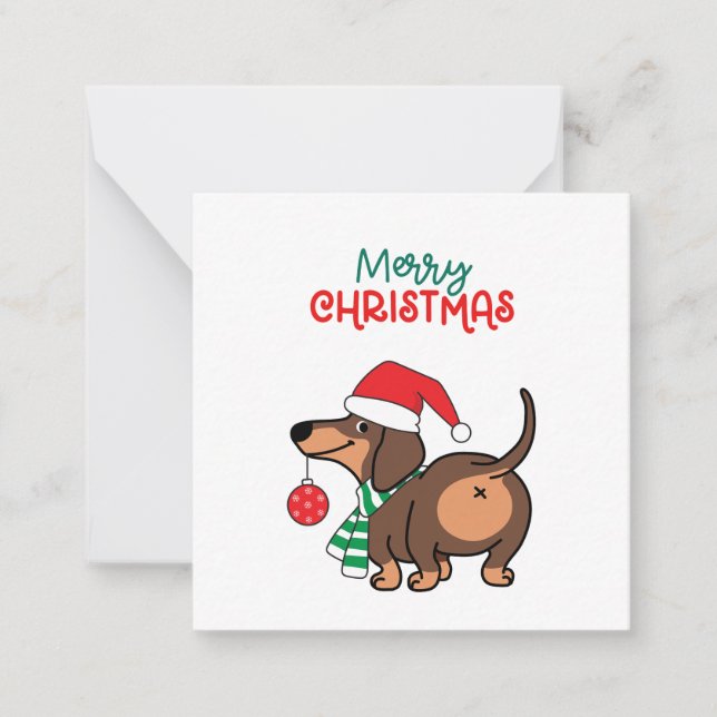 Funny Dachshund Dog Cute Merry Christmas  Note Card (Front)