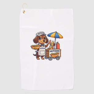 Funny Dachshund Dog Doxie Sausage Hotdog Sandwich Golf Towel