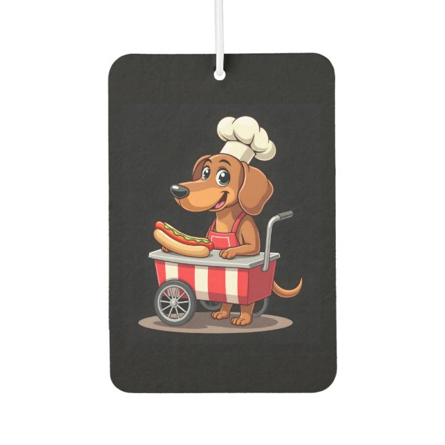 Funny Dachshund Dog Hotdog Sandwich Weenie Sausage Air Freshener (Front)