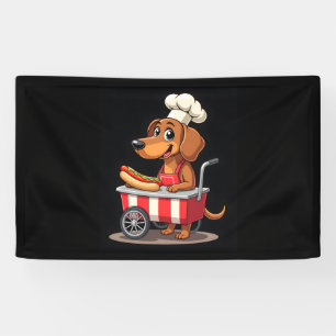 Funny Dachshund Dog Hotdog Sandwich Weenie Sausage Banner