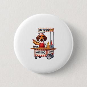 Funny Dachshund Dog Hotdog Sandwich Weenie Sausage Button