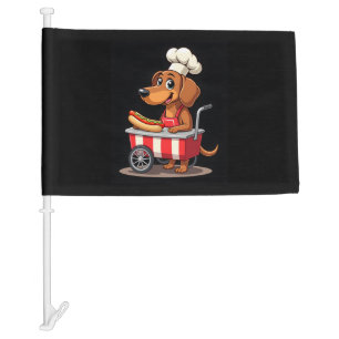 Funny Dachshund Dog Hotdog Sandwich Weenie Sausage Car Flag