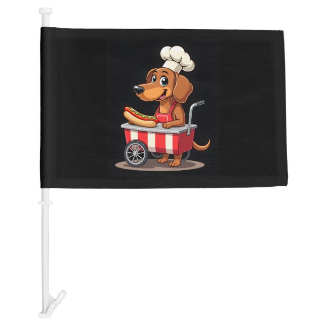 Funny Dachshund Dog Hotdog Sandwich Weenie Sausage Car Flag (Front)