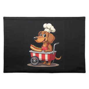 Funny Dachshund Dog Hotdog Sandwich Weenie Sausage Cloth Placemat