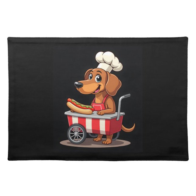 Funny Dachshund Dog Hotdog Sandwich Weenie Sausage Cloth Placemat (Front)